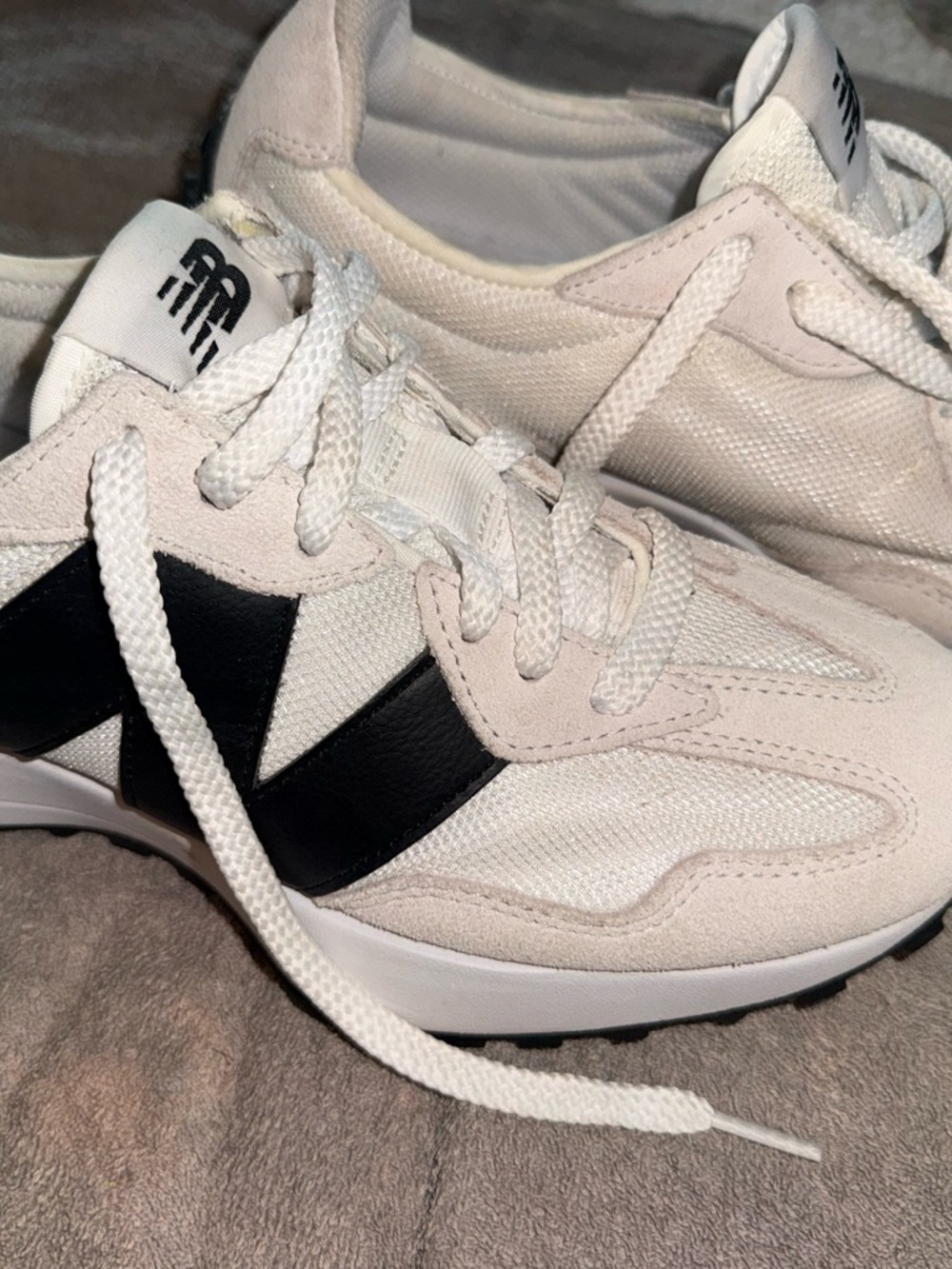 New Balance White and Black Retro Runner Sneakers